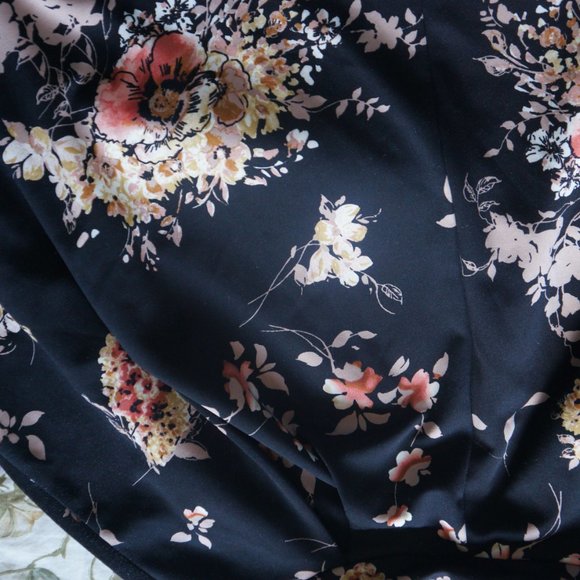 Faith and Joy Black Midi Floral Skirt - Picture 4 of 5